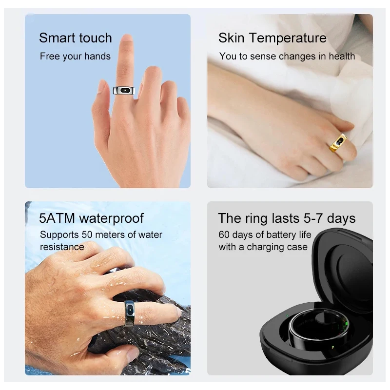 Smart Ring with Charging Case  - Temperature Ring Skin บทวิจารณ์และราคา