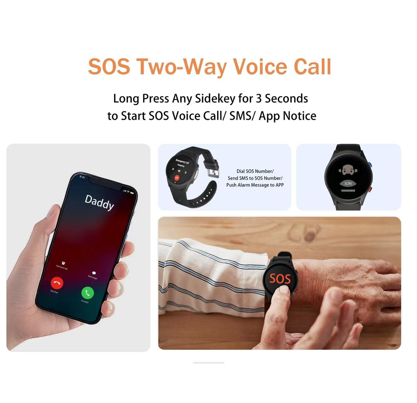 4G Elderly care smart watch Fa - Fall Detection Watch บทวิจารณ์และราคา